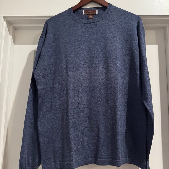 Johnston & Murphy Men's 100% Silk Knit Royal Blue Long Sleeve Sweater Shirt